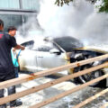 Luxury Porsche EV car worth ฿10 million self-ignites and is destroyed in minutes at a central Bangkok dealership