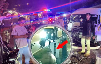 Berserk Foreigner in Phuket assaults a man, steals a passenger van and crashes it causing disruption