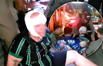 Irish tourist questioned after fighting rampage in Pattaya knocked a police volunteer unconscious