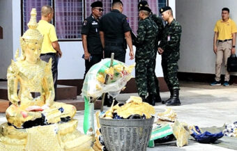 Massive international drug shipment worth 100 million baht seized in three 2 metre-high Buddha statues