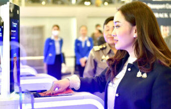 PM tests biometric sites at Suvarnabhumi Airport as she flies out to drum up business for Thailand